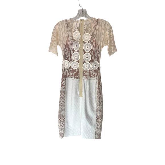 Beguile by Byron Lars White Giupure Lace Cocktail Carissima Sheath Dress Size 2 - Picture 7 of 14